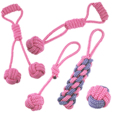 Devence 寵物狗拔河繩索嗅聞玩具全套 M, 粉紅色, 1套