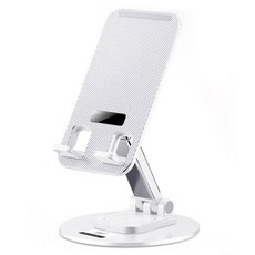 와이엔케이 스마트폰 태블릿 접이식 회전형 탁상용 거치대, 화이트, 1개