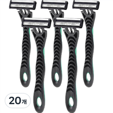 藍色市場不銹鋼 MAX 3 速一次性剃須刀綠色, 1入, 20個