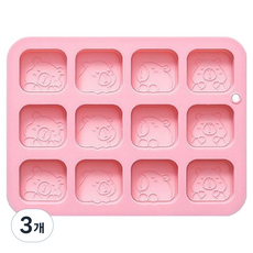 E Home Baking 水豚方形矽膠模具 12格, 3個, 隨機出貨