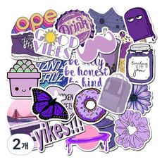 Mandeulhavy 行李箱 筆記型電腦 手帳 裝飾 可撕貼紙 50入, 2個, 06 紫色