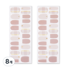 Bellangsi 擬真凝膠美甲貼 高級美甲貼紙 22片, 灰棕格紋, 8個