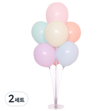 와우파티코리아 마카롱 풍선 7p + 풍선꽂이 세트, 혼합색상, 2세트