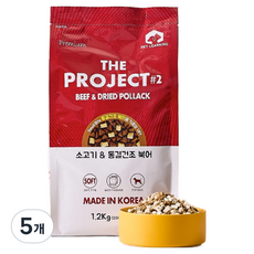 펫러닝 전연령 강아지 기호성 좋은 동결건조 소프트 사료, 소+황태, 1.2kg, 5개
