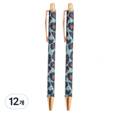 미소로운 글씨 잘써지는 선물 볼펜, 호피블루, 12개