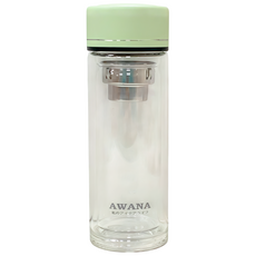 AWANA 耐熱雙層玻璃杯 GL-200, 1個, 綠蓋, 200ml