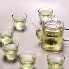 프리미엄 엘지 글래스 사각형 유리 티포트 세트 TZ081, 1세트, 티포트 + 찻잔