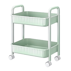 小麥購物 推車置物架 C500 39 x 29.5 x 50cm 2層, 綠色