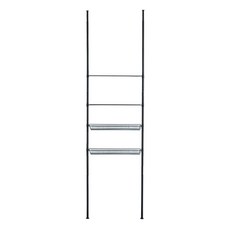 AMOS 亞摩斯 鐵藝頂天立地雙盤雙藍置物收納架 TAW007BK 70.5 x 20 x 290cm, 黑色, 1個
