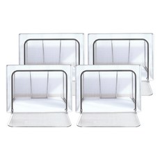 超大透明可視雙開收納箱 防水尼龍材質 鋼架支撐, 灰色, 4個