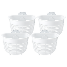 inomata 銀離子Ag+ 吸盤式菜瓜布架 小, 白色, 4個