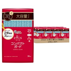 elleair 艾黎艾爾 elis 愛麗思 日本原裝進口 極致薄衛生棉 護翼型, 24包, 38片, 日用量多安心型(25cm)