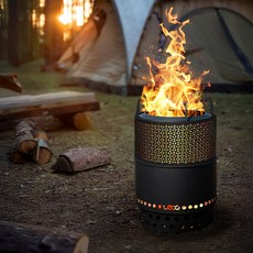 Leto 雙重燃燒圓筒形露營柴火爐 木柴營火發呆烤肉架 LCP-SB07, 1個