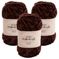니트박스 벨벳 극세사 털실, 717초코브라운, 3개