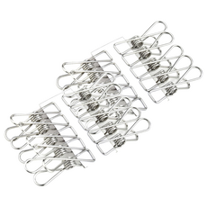 不鏽鋼超耐用彈性衣夾 20入 乾濕兩用 防水防鏽, 1組