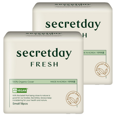 secretday Fresh棉質衛生棉, 18片, 2包, S(21cm)