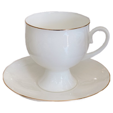 임페리얼포슬린 클래식 골든림 티잔 + 소서 세트, 혼합색상, 1세트