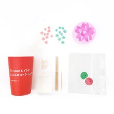 Nobeworkshop杯組 花朵香皂DIY組, 粉色、薄荷（花雕）、隨機發貨（紙杯、信封、貼紙）