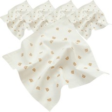 ChezBebe 小熊花紋圖案柔軟紗布手帕 5入