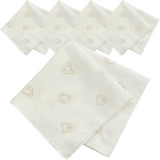 ChezBebe 小熊圖案柔軟紗布手帕 5入