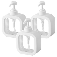 小麥購物 簡約分裝按壓瓶 L2242 300ml, 3個, 白色 + 透明色