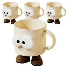 PEONIST 卡通角色浴室用品漱口杯, 4個, 米色