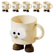 PEONIST 卡通角色浴室用品漱口杯, 6個, 米色