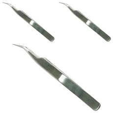 Vitus鑷子/睫毛延長材料/睫毛延長鑷子（銀色）, ST-17, 3個