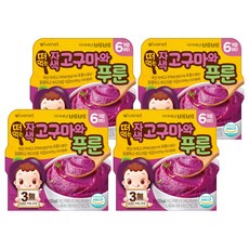 아이배냇 떠먹는 과일퓨레, 혼합맛(자색고구마 / 푸룬), 90g, 4개