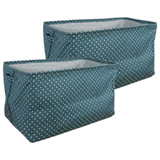 小麥購物 時尚超值棉麻收納籃 L1013, 2個, 藍點點
