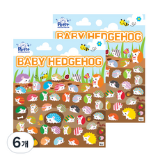 Petit Fancy 動物造型貼紙, da5305 baby hedgehog, 6개