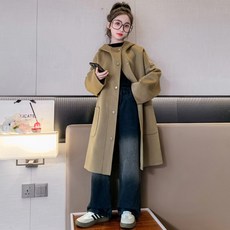 Orenjidamom 女童按扣大口袋連帽外套
