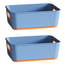 앤티스 배색 라인 깔끔 정리 바구니, 블루, 2개