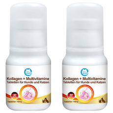 Kalso 科德司 寵物膠原蛋白綜維錠, 德國進口, 16種營養, 維持骨骼, 皮膚毛髮健康, 全齡犬貓適用, 30顆, 2瓶, 膠原蛋白, 維生素