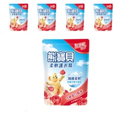 Snuggle 熊寶貝 衣物柔軟精 補充包 玫瑰甜心香 透氣柔軟舒適 柔順防皺, 1.84L, 5包