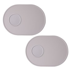 BOWLBOWL 韓國製 BoulBoul 矽膠餐墊2入 + 杯墊2入組, 煙灰色, 400 x 290 mm