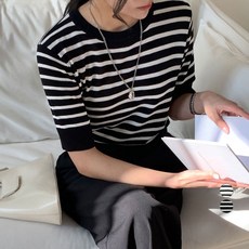 afinar 女款條紋夏季短袖針織衫