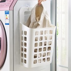 Alpha Commerce 壁掛式洗衣 洗衣籃, 白色