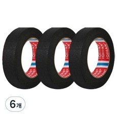 iQIHAN 達達彩色美紋膠帶 25mm x 15m, 6個, 黑色