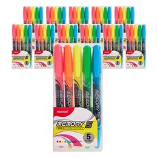 monAmi Memory S 螢光筆 5色套組, 綠色+粉紅色+橘色+天藍色+黃色, 12個