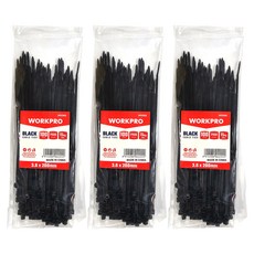 WORKPRO 束線帶 200 WP329010 100入, 黑色, 3個