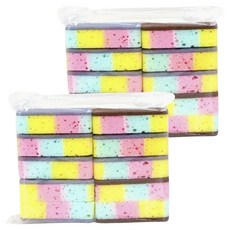 스완 스크레치 방지 초흡수성 양면 레인보우 블록 수세미 랜덤발송, 2개, 10개입