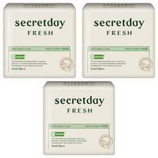 secretday Fresh棉質衛生棉, 18片, 3包, 小型(21cm)
