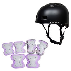 CRONY 頭盔 + 護具組 CR2, 黑色(頭盔), 紫色(護具)