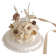 永生繡球花蛋糕 直徑13cm, 白金色