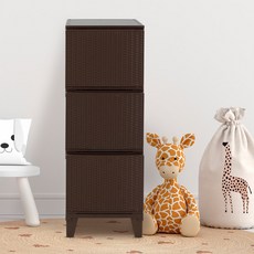 BONOHOUSE 藤編纖薄三層抽屜櫃, 棕色, 1個