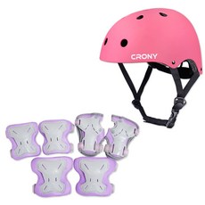 CRONY 安全帽 + 護具組 CR1, 粉紅色(安全帽) + 紫色(護具)