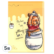 sun-star 小熊維尼95週年 L型 A4 資料夾 310 x 220 x 0.5mm 25g, 5個, 黃色