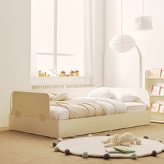 소르니아 토니 저상형 어린이 침대 프레임 + 전면 안전가드 세트 방문설치, 아이보리