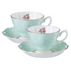 ROYAL ALBERT 新皇家玫瑰雙人咖啡杯組, 波爾卡玫瑰, 1套